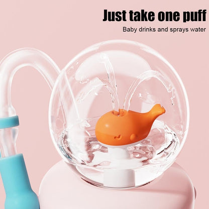 Whale Fountain Tumbler, Comobebe 24oz Stainless Steel Whale Fountain Tumbler with Handle, Drinking Cup with Whale Squirt, Spill-Proof, Leak-Proof Screw-On Lid (Sticker type-peach)