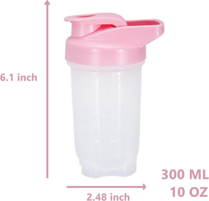 GAISHION Shaker Bottle Protein Shakes Cup and 10-Ounce/300ML Shaker Bottle with Whisk Balls, Protein Shaker Bottle Set,Non-BPA plastic (Blue+Pink(2PCS))