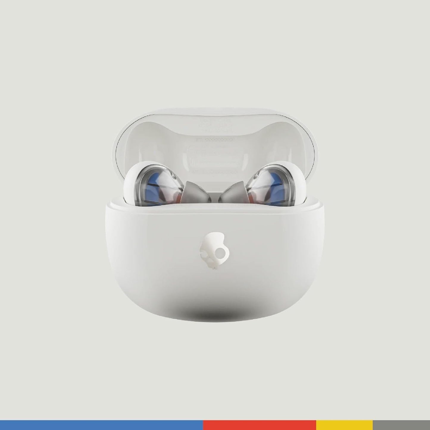 Skullcandy Rail In-Ear Wireless Earbuds, 42 Hr Battery, Skull-iQ, Alexa Enabled, Microphone, Works with iPhone Android and Bluetooth Devices - Bone/Orange Glow