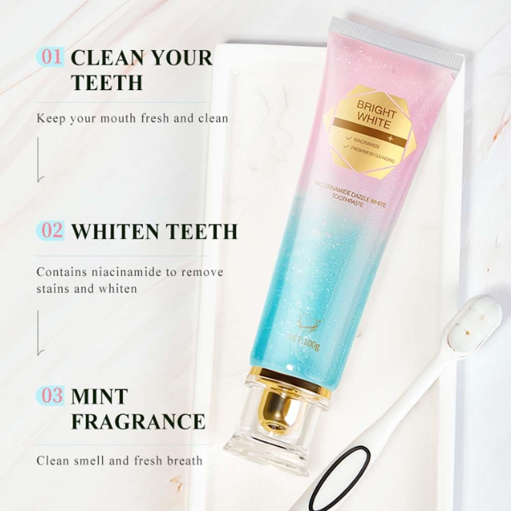 Accsart Radiant Whitening Toothpaste (with Whitening Strips), Body Accel Niacinamide Whitening Toothpaste Suitable for Sensitive Tea - Adults, Children Oral Care, 3.5 oz (100g) (1 Pack)