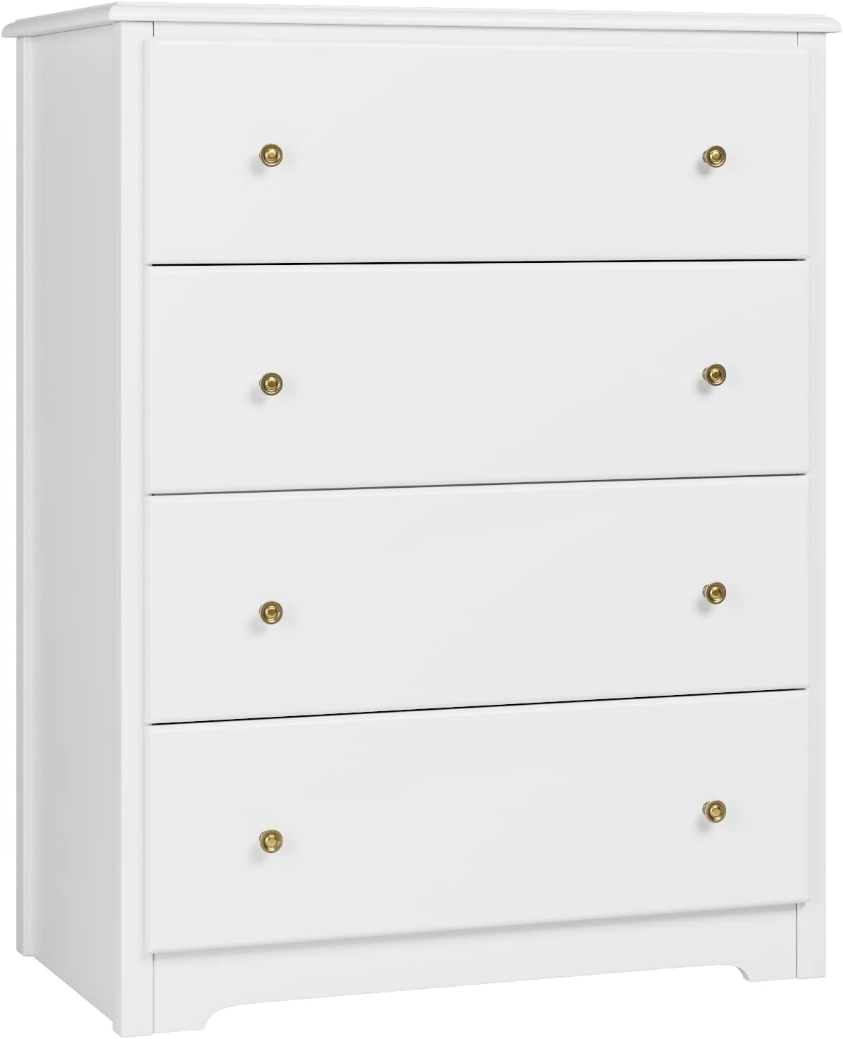 HOCSOK Chest of Drawers, Bedside Table with 4 Drawers, Multi-purpose Modern Design Wooden Cabinet for Bedroom, Hallway, Living Room, White, 74 x 40 x 94 cm