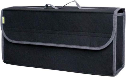 HOMSFOU Felt Car Trunk Storage Bag with Lid, Tools Organizer Foldable Driving Bag Non Slip Storage Pouch for Car 1pcs (Black)