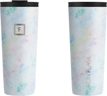 IRON °FLASK Classic Tumbler - 2 Lids, Vacuum Insulated Stainless Steel Water Bottle, Double Walled, Drinking cup, Thermos Travel Mug (Pearl, 24 oz Solid Lid)