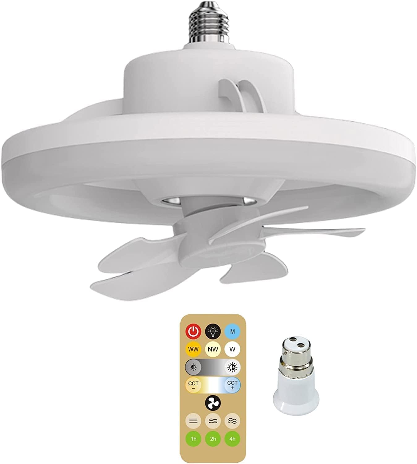 FAFOUR 360 Degree Rotation LED Fan Lamp, LED Light Ceiling Fan with Remote Control, Dimmable Lighting Flush Mount LED 3 Colors 3 Wind Speed (48W)