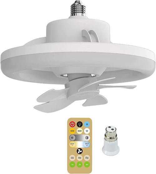 FAFOUR 360 Degree Rotation LED Fan Lamp, LED Light Ceiling Fan with Remote Control, Dimmable Lighting Flush Mount LED 3 Colors 3 Wind Speed (48W)