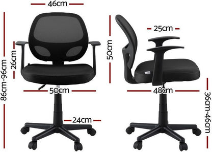Artiss Mesh Office Chair Mid Back Black Computer Gaming Desk Chairs Work Study