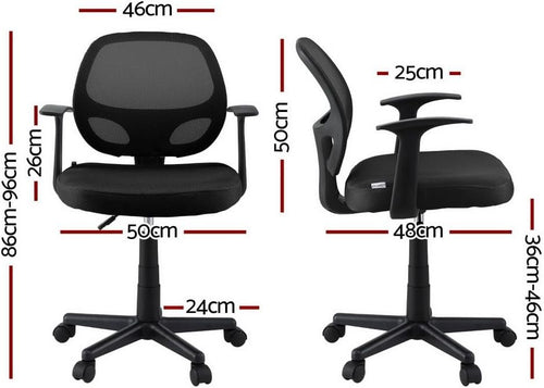 Artiss Mesh Office Chair Mid Back Black Computer Gaming Desk Chairs Work Study