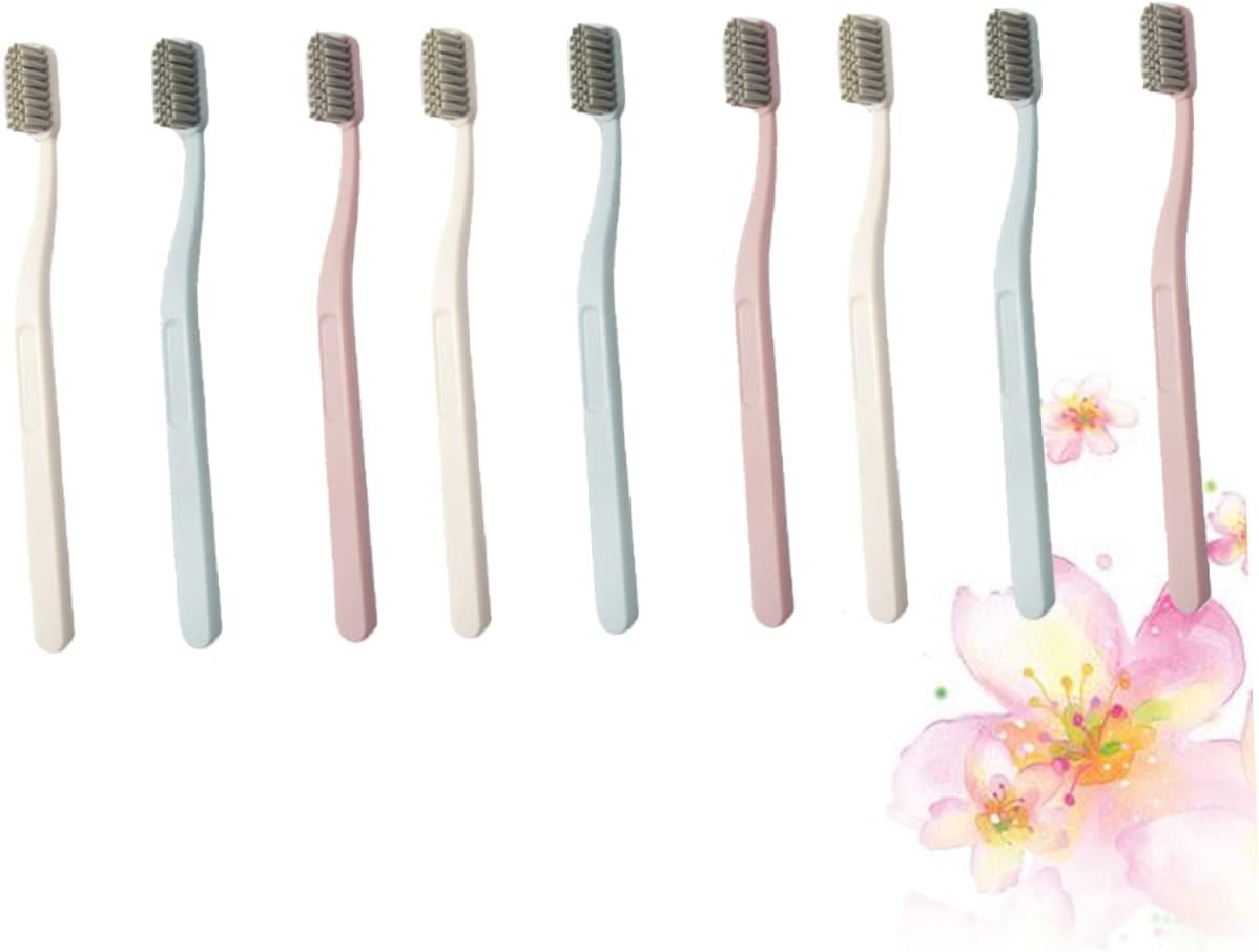 SEWOART Nylon Bristle Toothbrushes (9 Pcs) Hard Hair Adult Oral Care 3 Options