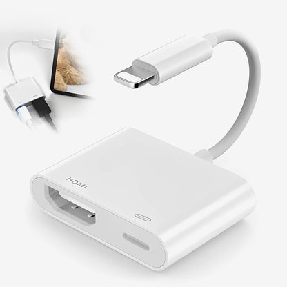 Lightning to HDMI Adaptor for Apple TV, 1 Pcs Cable for Apple Adapter to HDMI, 1080P Lightning for iPhone Digital AV Adapter, Video & Audio Sync Screen Converter for iPhone 14/13/12/11/X/XS