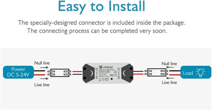 eMylo Smart Wireless Relay Switch DC 12V RF Relay Module One 1-Channel Remote Control Switch 5V-24V RF Switch Home Automation 433Mhz with Two Transmitters 1 Pack