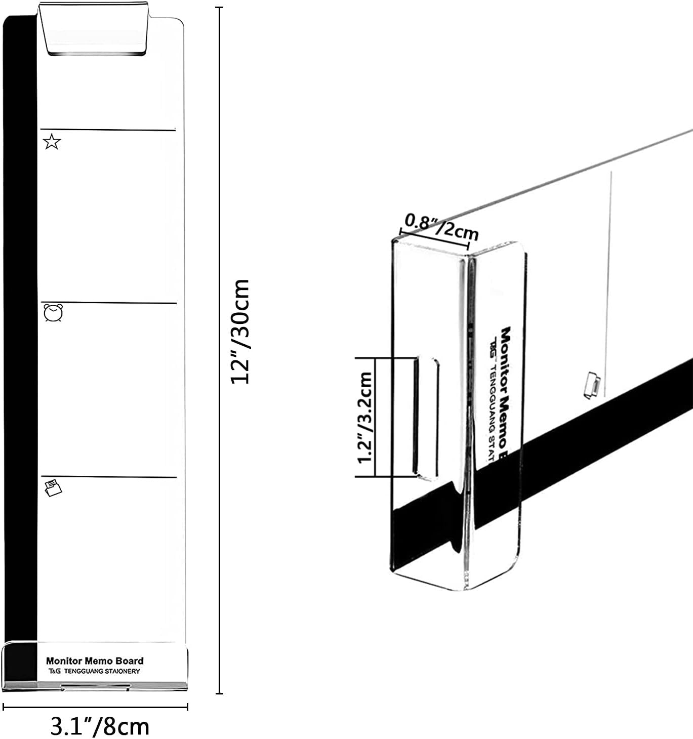 Monitor Memo Boards for Computer, Set of 2 (Left & Right) Multifunction Acrylic Screen Message Reminder Pad Side Panels Phone Holder - Utility Organizer for Office Desktop, Gift of 1 Pack Sticky Notes