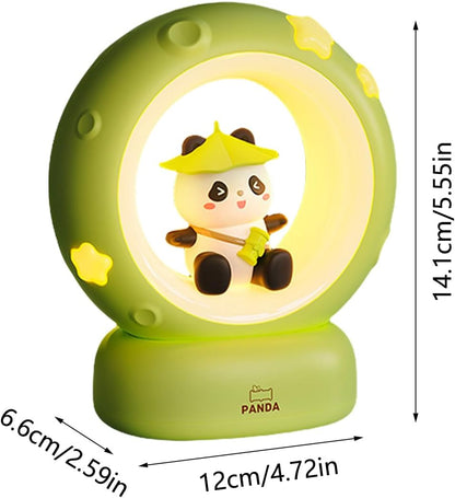 Fravsiu Night Light, Bedside Lamp, Cute Moon Panda Tap Control Cartoon Decoration 3 Livelli Brightness, Bedroom Lighting with Soft Glow Ambience, Table Lamp for Girls Teens Boys, 4.72x2inch