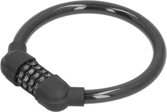 Bike Lock, Bike Locks Cable Bike Lock with ABS Lock 4 Digit Number Steel Cable Bike Lock High Security for Cycling Outdoors (Black)