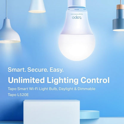 TP-Link Tapo L520E Smart WiFi Light Bulb E27, Cool White and Dimmable, No Hub Required, Compatible with Alexa, Google Assistant, Flows and Schedules