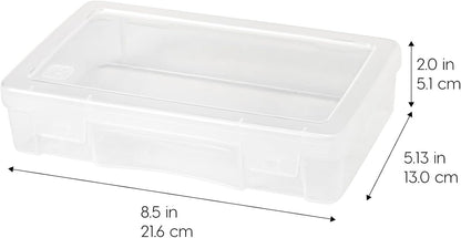 IRIS USA Plastic Pencil Box, Clear Pencil Case Stackable Storage Organizer Container with Latching Lid, 10-Pack, Satchel Case for Pencil Markers Tools Art and Craft Storage Supply Organizer, Clear
