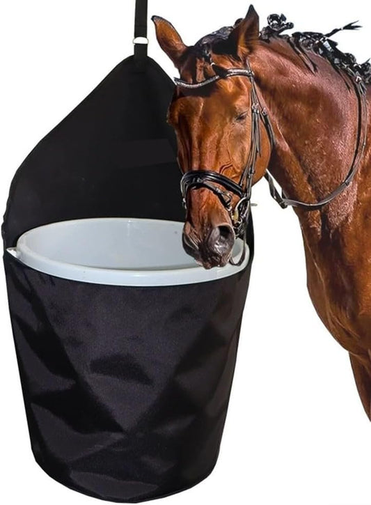 Farm Horse Feed Bag, Horse Trailer Bucket Rack Storage Bag, Adjustable Horse Feed Bag, Durables Canvas Grain Feedbag, Fits 5 Gallon Bucket Bag Hanging Bucket Accessories