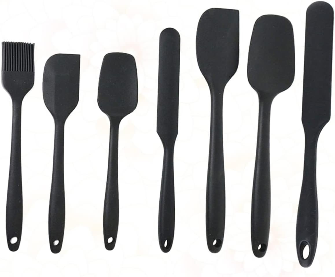 CLISPEED 1 Set/7pcs Prtical Cream Silicone Scraper Spatula Baking Gadgets Kitchen Supplies Bakery Kitchen Utensils (Black)