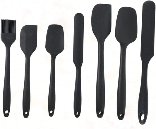 CLISPEED 1 Set/7pcs Prtical Cream Silicone Scraper Spatula Baking Gadgets Kitchen Supplies Bakery Kitchen Utensils (Black)