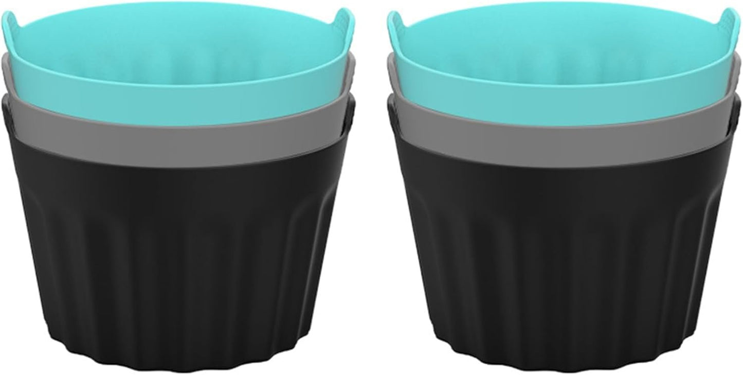 6 Pcs Ramekins for Air Fryer Silicone Large Muffin Cases Nonstick Egg Poacher Silicone Mould Bakeware Easy Release Ramekins Baking Cups for Muffin Cupcakes Eggs Pudding