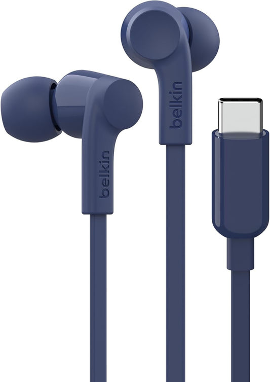 Belkin SoundForm Wired Earbuds with USB-C Connector, in-Ear Earphones w/Microphone - Headphones for iPhone 15, iPad mini, Galaxy S24, Android, and More with USB-C Connector (USB-C Headphones)- Black