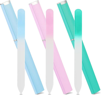 3 Pack Crystal Glass Nail File,H HOME-MART Nail Care Crystals Glass Nail Files in Cheeky Colors,Fingernail File for Manicure,Nail Strengthener hardener,Nails Buffer for Natural and Acrylic Nail filer
