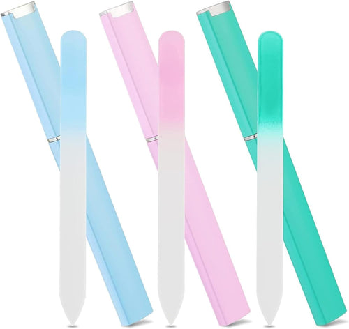 3 Pack Crystal Glass Nail File,H HOME-MART Nail Care Crystals Glass Nail Files in Cheeky Colors,Fingernail File for Manicure,Nail Strengthener hardener,Nails Buffer for Natural and Acrylic Nail filer