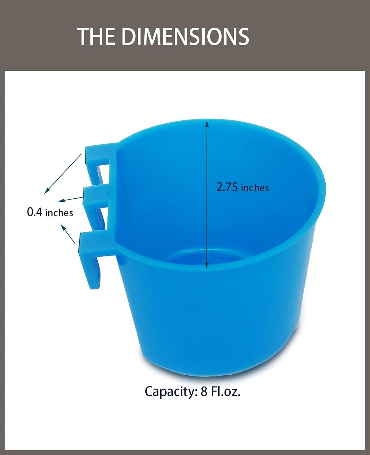 ORIBUKI 40 Pack Cage Cups Birds Feeders Seed Bowl Chicken Feeding Watering Dish Rabbit Water Food Hanging Wire Cages Box 8oz Coop Cups for Pet Parrot Parakeet Gamefowl Poultry Pigeon (Blue)