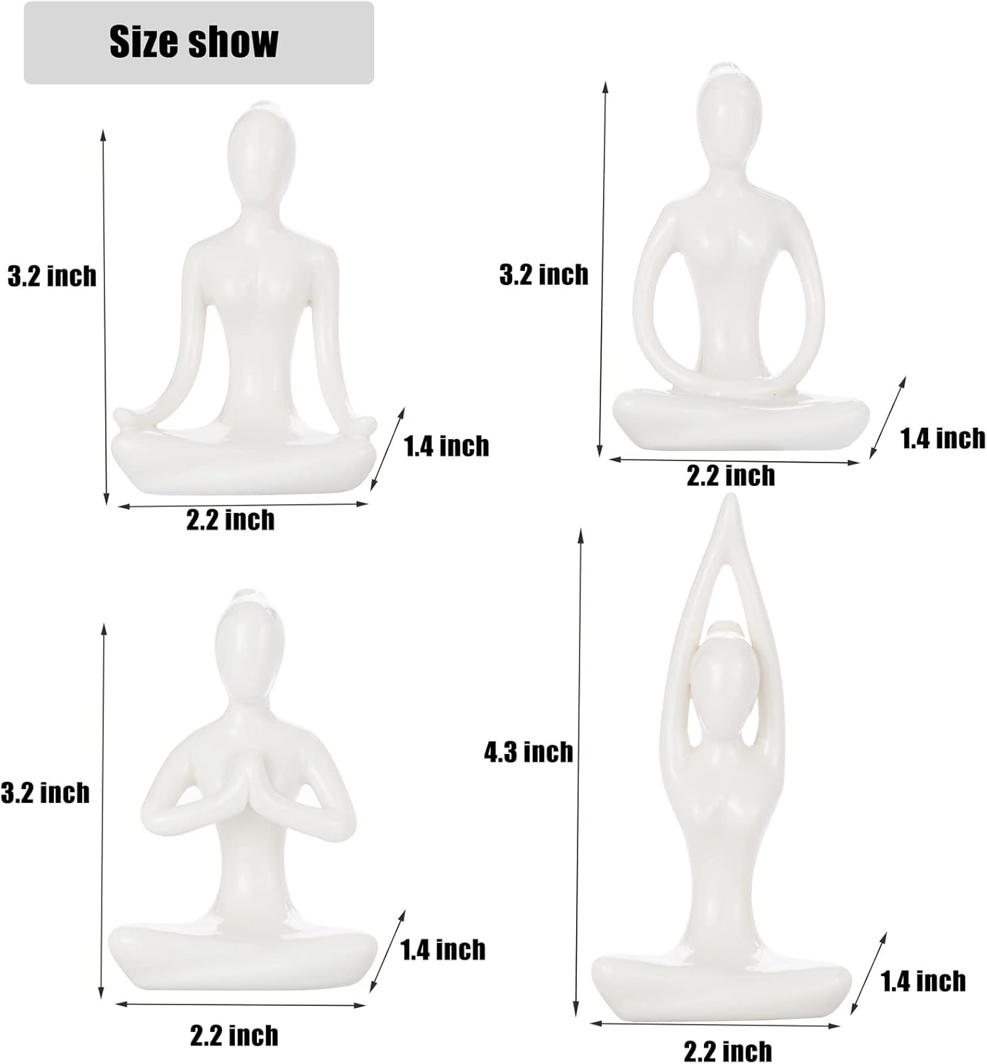 4pcs Yoga Statues Women Zen Decor Figurines Meditation Table Decoration Sculpture Spiritual Accents Shelf Decorations for Home Living Room Bedroom Office White