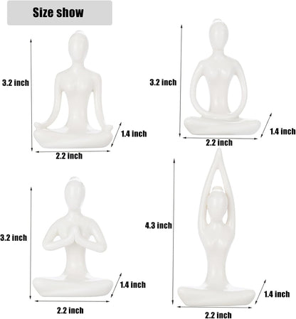 4pcs Yoga Statues Women Zen Decor Figurines Meditation Table Decoration Sculpture Spiritual Accents Shelf Decorations for Home Living Room Bedroom Office White