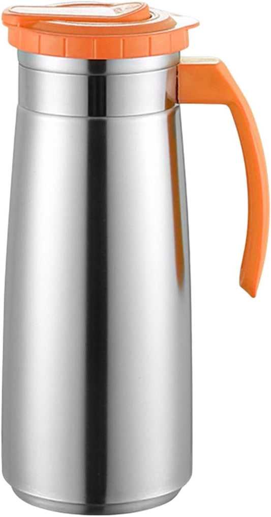 STARTIST Water Bottle Stainless Steel Jug Carafes Drinkware Sealed Lid Reusable with Handle Water Pitcher Cold Water Kettle for Beverage Juice, Orange