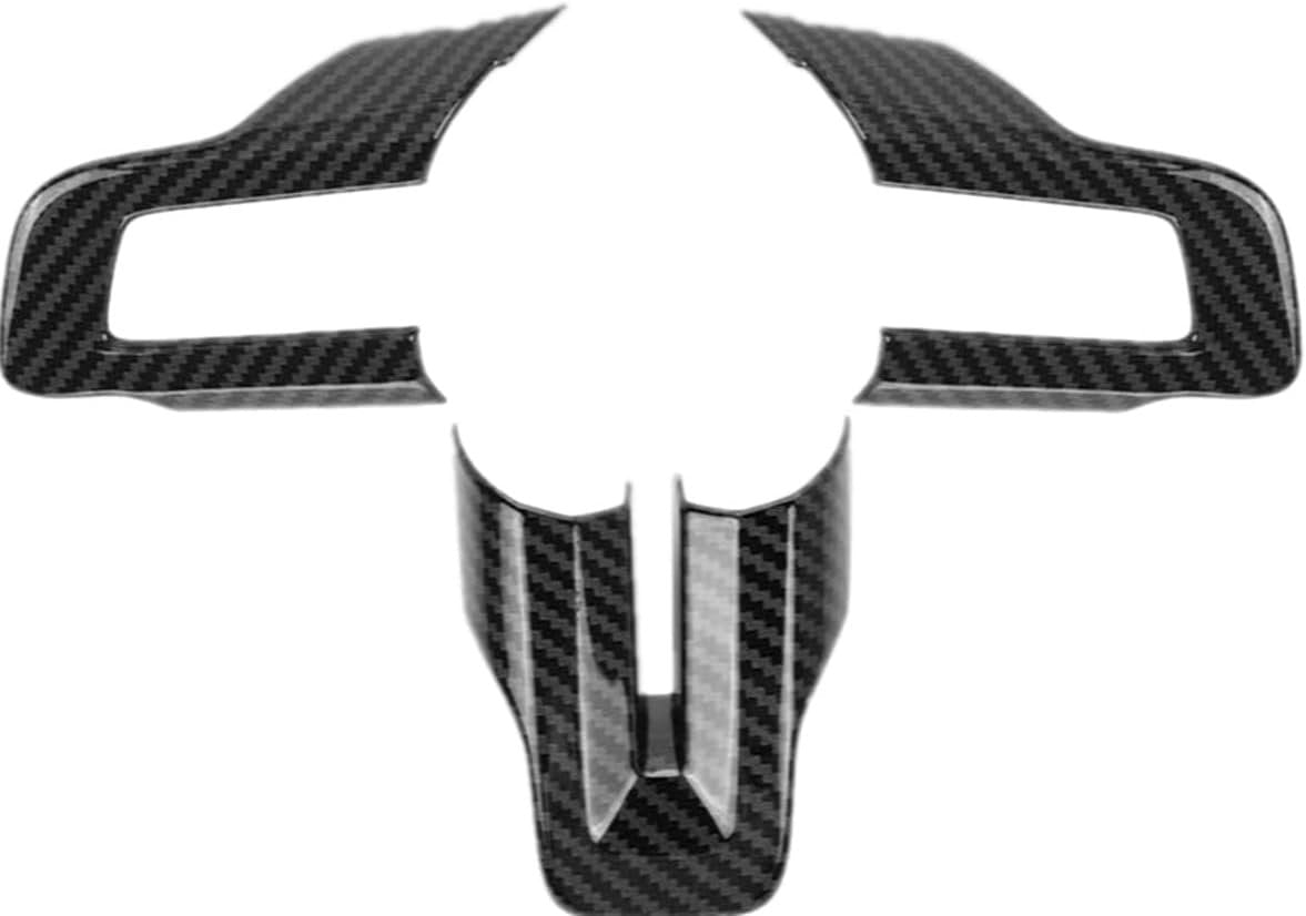 KDFUHRUI Steering Wheel Cover Trim for Ford Mustang Accessories 2015 2016 2017 2018 2019 2020 2021ï¼Œ Car Interior Accessoriesï¼ŒCarbon Fiber (Black Carbon Fiber)