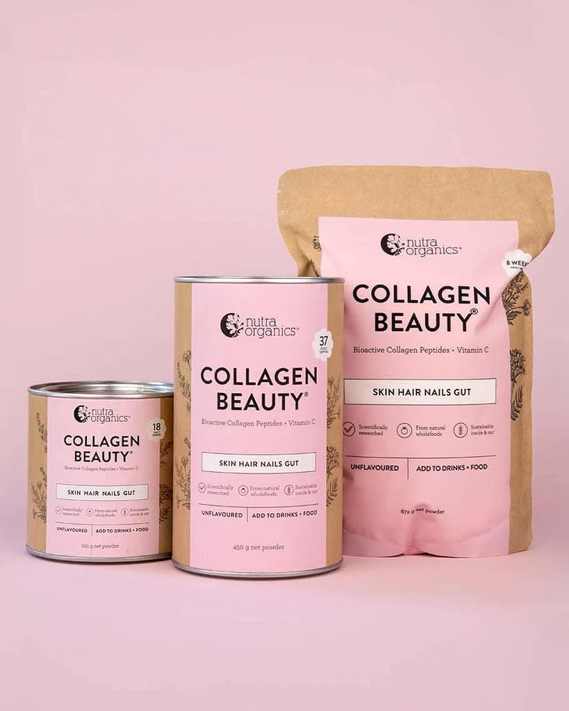 Nutra Organics Collagen Beauty Unflavoured 450g | Anti-Aging Collagen Peptides and Vitamin C | Collagen Powder for Healthy Hair, Nail, Skin and Gut Wellbeing (37 Serves)