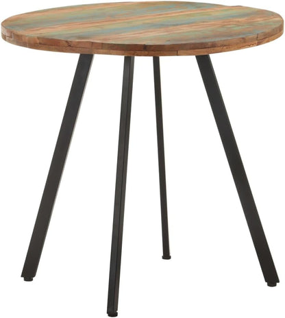 Round Dining Table, Coffee Table, Solid Reclaimed Wood Side Table for Dining Room, Kitchen, Living Room, 80 x 75 cm
