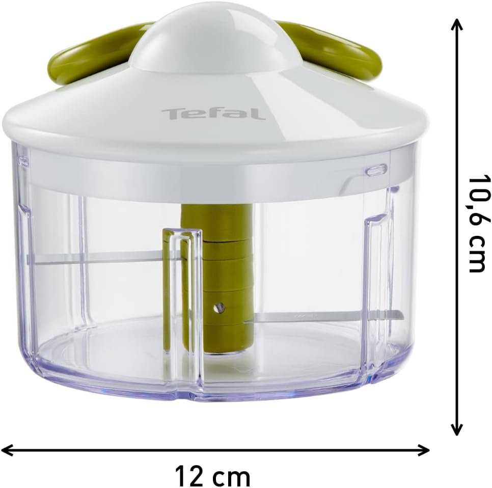Tefal K1330404 Manual Food Chopper and Mixer with Stainless Steel Blades for Vegetables, Onions, Herbs and Nuts, 5 Second Chopper, 500 ml, Green - Dark Citronnelle