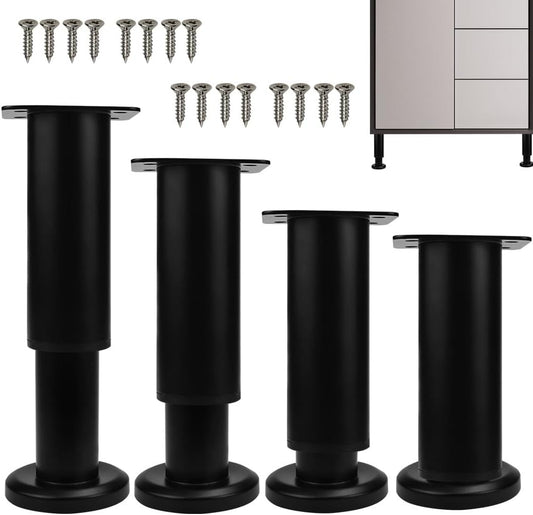 SLTAXAR 4 Pieces Adjustable Furniture Feet 12-18cm, Bed Feet for Slatted Base, Metal Support Bed Legs, Adjustable Metal Legs for Sofa Table and Bed Cabinet, Black