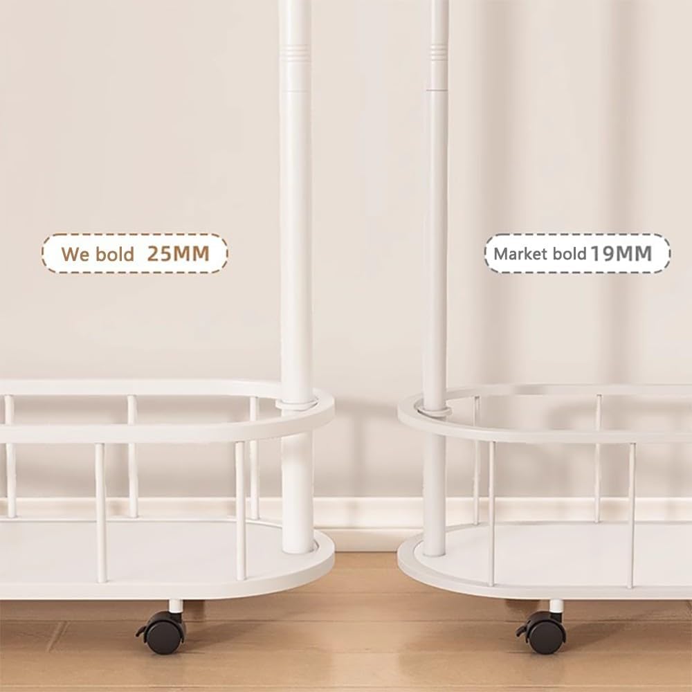 Generico Appendiabiti Mobile Industriale con Ganci e Cestino portaoggetti - Appendiabiti Moderno per Camera da Letto e Ingresso - Elegante Appendiabiti su Ruote (60/80/100 cm x 30 cm x 174 cm)