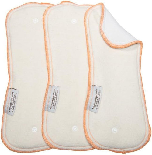 (Small) - Buttons Hemp/Organic Cotton Nappy Inserts - Daytime - 3 Pack (Small)