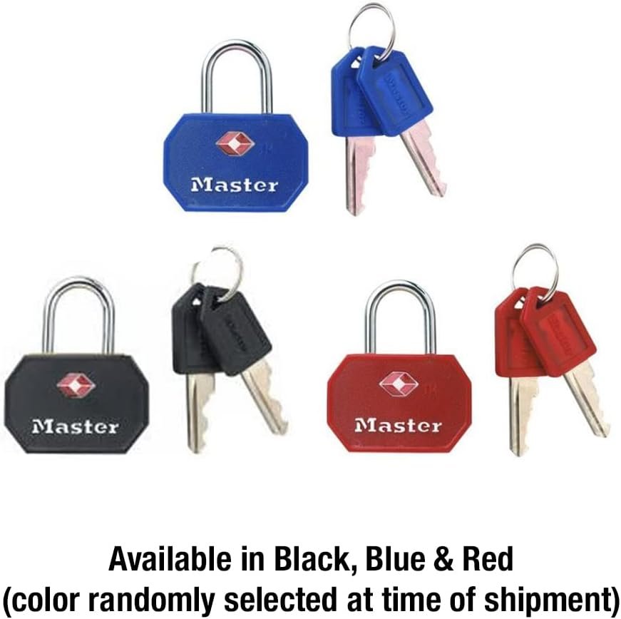 Master Lock 4681TBLK TSA Approved Luggage Lock with Key, 2 Pack, Assorted Colors