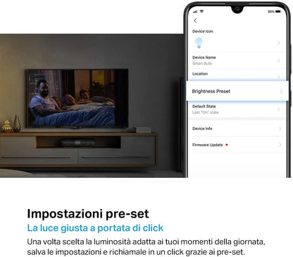 Tapo L510E Wi-Fi E27 Bulb, Works with Amazon Alexa and Google Home, 806 Lumens, 1% to 100% Dimmable Warm Yellow, 2700K, Remote Control, 1 Piece