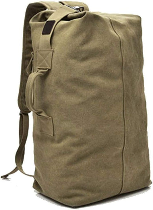 Canvas Backpack, Outdoor Large Capacity Travel Backpack, Hiking Camping Backpack, Tactical Military Bucket Bag（Black）