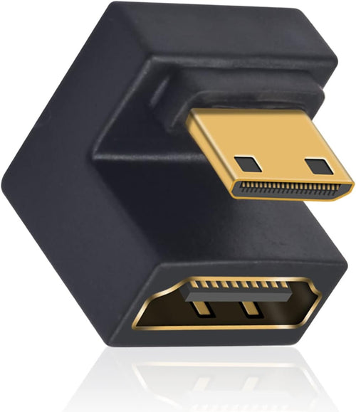 Duttek 180 Degree Mini HDMI to HDMI Adapter 8K, U Shaped HDMI to Mini HDMI Adapter 48Gbps UHD Down Angle Mini HDMI Male to HDMI Female Extender Converter for Cameras, Projectors 1 Pack