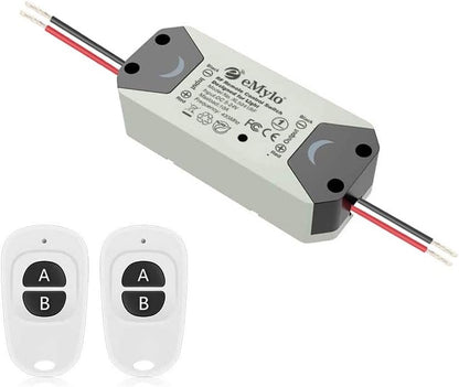 eMylo Smart Wireless Relay Switch DC 12V RF Relay Module One 1-Channel Remote Control Switch 5V-24V RF Switch Home Automation 433Mhz with Two Transmitters 1 Pack