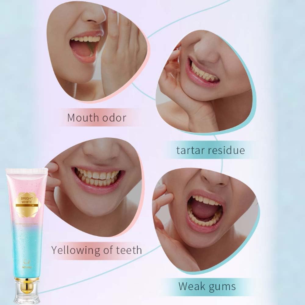 Accsart Radiant Whitening Toothpaste (with Whitening Strips), Body Accel Niacinamide Whitening Toothpaste Suitable for Sensitive Tea - Adults, Children Oral Care, 3.5 oz (100g) (1 Pack)