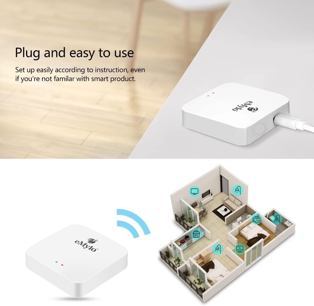 eMylo 5.0 Bluetooth&3.0 ZigBee Gateway 3 In 1 Wireless Remote Control Gateway Smart Bluetooth ZigBee WiFi Hub for Home Automation Compatiable with Alexa, Google Home work with Smart Life/Tuya App