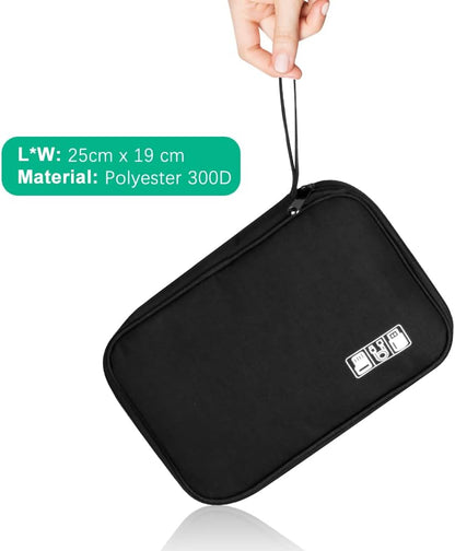 Electronic Accessories Organizer Bag, Universal Travel Bag for USB Cable, SD Card, Charger, Hard Disk (Black), Black, Modern