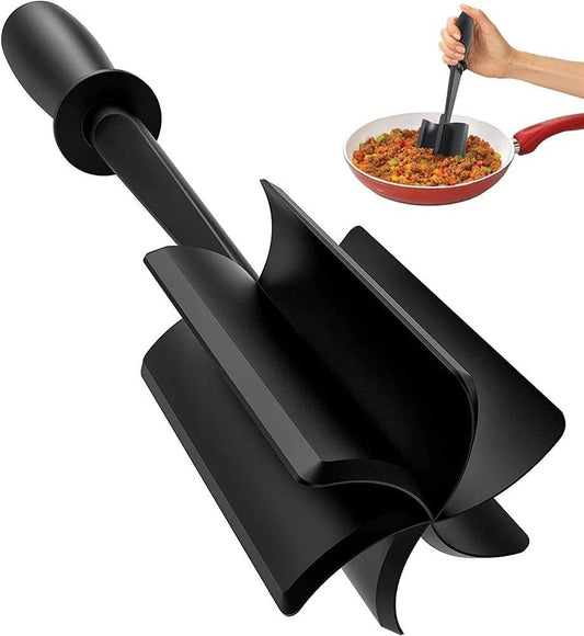 Bbymie Meat Masher, 5-Blade Head, High-Temp Heat-Resistant, Nylon Non-Stick, Black