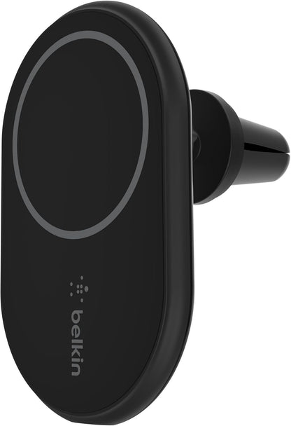 Belkin Magnetic Wireless Car Charger - MagSafe Compatible Air Vent Mount for Wireless Charging - AC Mount with Included Power Supply for iPhone 15, 14 & 13 - Travel Accessories for Phone