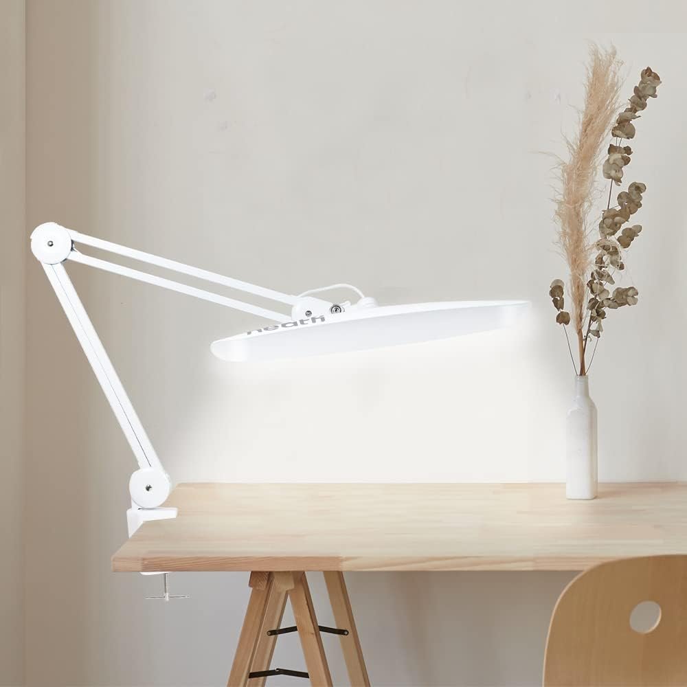 Neatfi XL 2,200 Lumens LED Task Lamp with Clamp, 24W Super Bright Desk Lamp, 50CM Wide Lamp, 4 Level Brightness, Dimmable, Eye-Caring LED Lamp, 117 Pcs SMD LED (Non-CCT with Clamp, White)