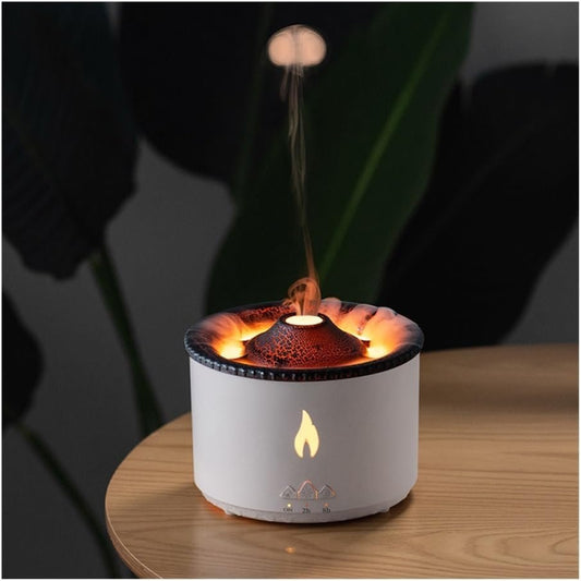 YUEMOL Volcano humidifier 360ml Volcano Air Diffuser Flame Lamp Air Cloud Humidifier， Remote Control Essential Oil Aroma Smoke Ring Night Light