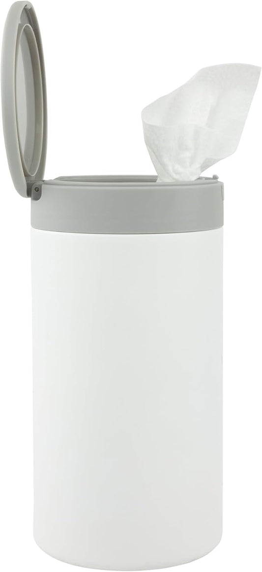 Spectrum Disinfecting Wipes Container with Push Button Lid - Refillable Dispenser for Bathroom, Kitchen, Classroom, Countertop, & Home - Stainless Steel & Rust-Resistant Disinfectant Wipes Holder